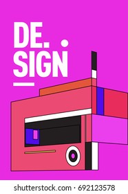 Flat color covers set. Colorful geometric shapes with typography poster design template. Trendy design and colorful summer theme