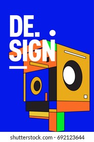 Flat color covers set. Colorful geometric shapes with typography poster design template. Trendy design and colorful summer theme