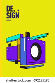 Flat color covers set. Colorful geometric shapes with typography poster design template. Trendy design and colorful summer theme. 