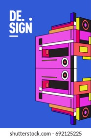 Flat color covers set. Colorful geometric shapes with typography poster design template. Trendy design and colorful summer theme. 