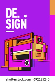 Flat color covers set. Colorful geometric shapes with typography poster design template. Trendy design and colorful summer theme. 