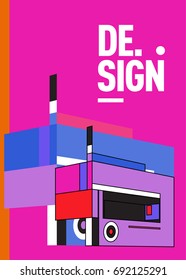 Flat color covers set. Colorful geometric shapes with typography poster design template. Trendy design and colorful summer theme. 