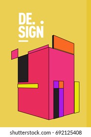 Flat color covers set. Colorful geometric shapes with typography poster design template. Trendy design and colorful summer theme. 