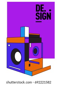Flat color covers set. Colorful geometric shapes with typography poster design template. Trendy design and colorful summer theme. 
