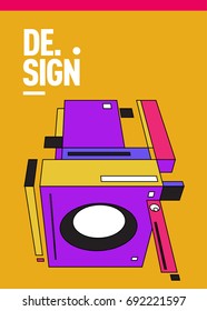 Flat color covers set. Colorful geometric shapes with typography poster design template. Trendy design and colorful summer theme. 
