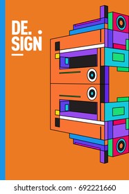 Flat color covers set. Colorful geometric shapes with typography poster design template. Trendy design and colorful summer theme. 