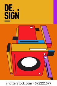 Flat color covers set. Colorful geometric shapes with typography poster design template. Trendy design and colorful summer theme. 