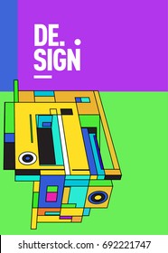 Flat color covers set. Colorful geometric shapes with typography poster design template. Trendy design and colorful summer theme. 