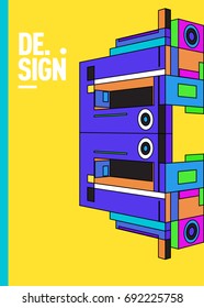 Flat color covers set. Colorful geometric shapes with typography poster design template. Trendy design and colorful summer theme. 