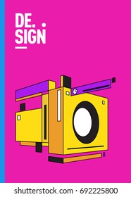 Flat color covers set. Colorful geometric shapes with typography poster design template. Trendy design and colorful summer theme. 
