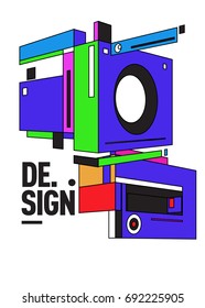 Flat color covers set. Colorful geometric shapes with typography poster design template. Trendy design and colorful summer theme. 