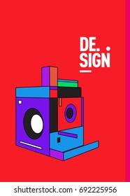 Flat color covers set. Colorful geometric shapes with typography poster design template. Trendy design and colorful summer theme. 