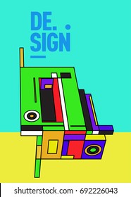 Flat color covers set. Colorful geometric shapes with typography poster design template. Trendy design and colorful summer theme. 