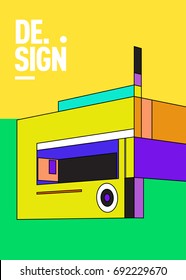 Flat color covers set. Colorful geometric shapes with typography poster design template. Trendy design and colorful summer theme. 