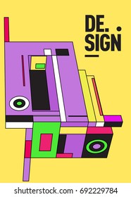 Flat color covers set. Colorful geometric shapes with typography poster design template. Trendy design and colorful summer theme. 