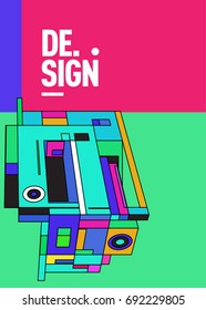 Flat color covers set. Colorful geometric shapes with typography poster design template. Trendy design and colorful summer theme. 