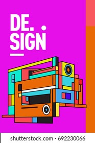 Flat color covers set. Colorful geometric shapes with typography poster design template. Trendy design and colorful summer theme. 
