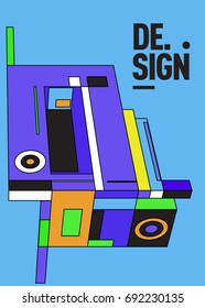 Flat color covers set. Colorful geometric shapes with typography poster design template. Trendy design and colorful summer theme. 