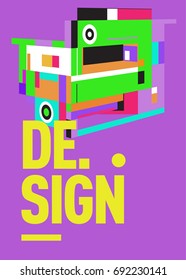 Flat color covers set. Colorful geometric shapes with typography poster design template. Trendy design and colorful summer theme. 