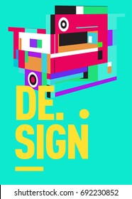 Flat color covers set. Colorful geometric shapes with typography poster design template. Trendy design and colorful summer theme. 