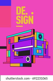 Flat color covers set. Colorful geometric shapes with typography poster design template. Trendy design and colorful summer theme. 