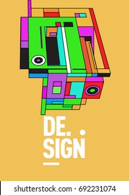 Flat color covers set. Colorful geometric shapes with typography poster design template. Trendy design and colorful summer theme. 