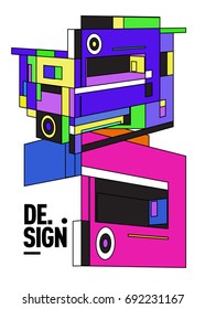 Flat color covers set. Colorful geometric shapes with typography poster design template. Trendy design and colorful summer theme. 