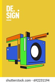 Flat color covers set. Colorful geometric shapes with typography poster design template. Trendy design and colorful summer theme. 