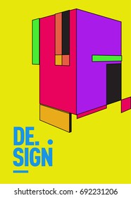 Flat color covers set. Colorful geometric shapes with typography poster design template. Trendy design and colorful summer theme. 