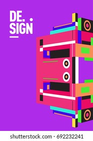 Flat color covers set. Colorful geometric shapes with typography poster design template. Trendy design and colorful summer theme. 