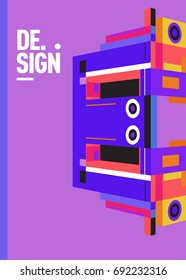 Flat color covers set. Colorful geometric shapes with typography poster design template. Trendy design and colorful summer theme. 