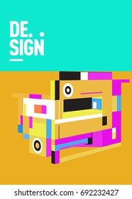 Flat color covers set. Colorful geometric shapes with typography poster design template. Trendy design and colorful summer theme. 