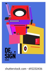 Flat color covers set. Colorful geometric shapes with typography poster design template. Trendy design and colorful summer theme. 