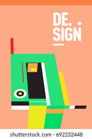 Flat color covers set. Colorful geometric shapes with typography poster design template. Trendy design and colorful summer theme. 