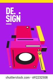 Flat color covers set. Colorful geometric shapes with typography poster design template. Trendy design and colorful summer theme. 