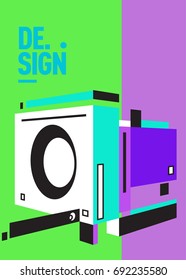 Flat color covers set. Colorful geometric shapes with typography poster design template. Trendy design and colorful summer theme. 
