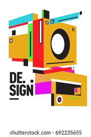Flat color covers set. Colorful geometric shapes with typography poster design template. Trendy design and colorful summer theme. 
