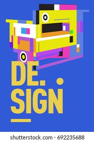 Flat color covers set. Colorful geometric shapes with typography poster design template. Trendy design and colorful summer theme. 
