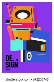 Flat color covers set. Colorful geometric shapes with typography poster design template. Trendy design and colorful summer theme. 
