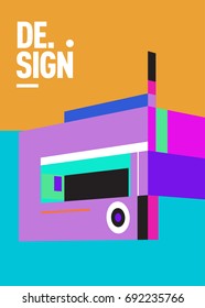 Flat color covers set. Colorful geometric shapes with typography poster design template. Trendy design and colorful summer theme. 
