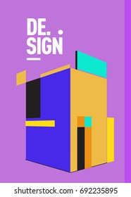 Flat color covers set. Colorful geometric shapes with typography poster design template. Trendy design and colorful summer theme. 
