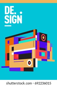 Flat color covers set. Colorful geometric shapes with typography poster design template. Trendy design and colorful summer theme. 

