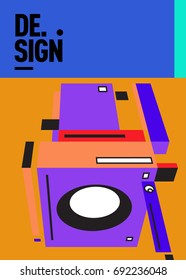 Flat color covers set. Colorful geometric shapes with typography poster design template. Trendy design and colorful summer theme. 
