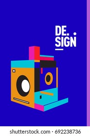 Flat color covers set. Colorful geometric shapes with typography poster design template. Trendy design and colorful summer theme. 