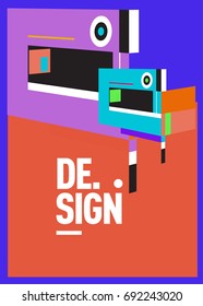 Flat color covers set. Colorful geometric shapes with typography poster design template. Trendy design and colorful summer theme. 