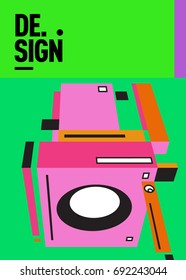 Flat color covers set. Colorful geometric shapes with typography poster design template. Trendy design and colorful summer theme. 
