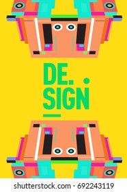 Flat color covers set. Colorful geometric shapes with typography poster design template. Trendy design and colorful summer theme. 