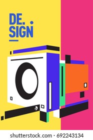 Flat color covers set. Colorful geometric shapes with typography poster design template. Trendy design and colorful summer theme. 