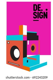 Flat color covers set. Colorful geometric shapes with typography poster design template. Trendy design and colorful summer theme. 