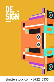 Flat color covers set. Colorful geometric shapes with typography poster design template. Trendy design and colorful summer theme. 